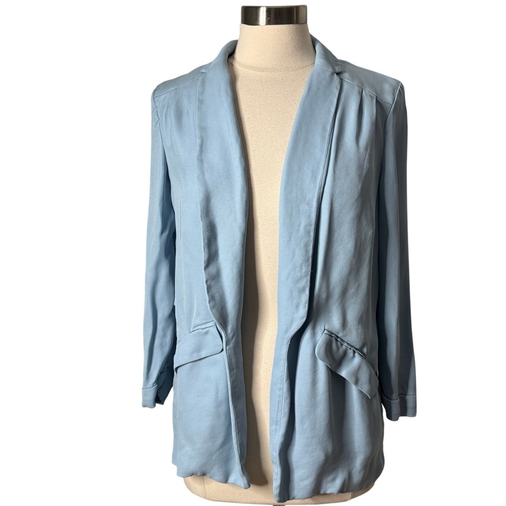 Reiss Light Blue Open Front Blazer Jacket Womens Size‎ 4 Minimalist